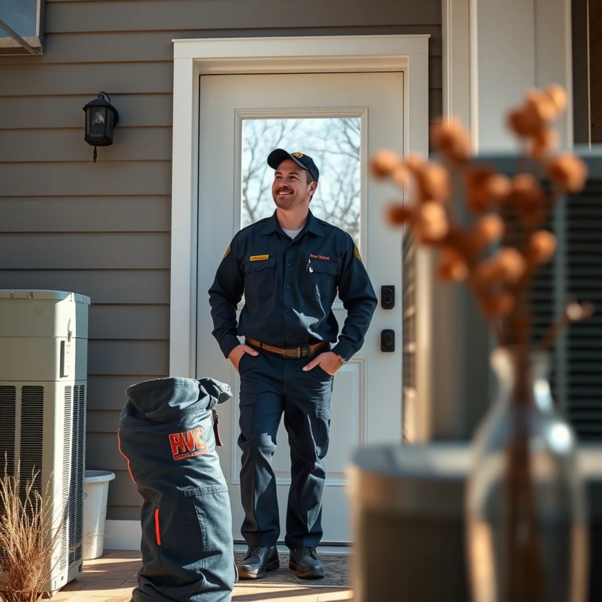 Flaming Ice Heating & Cooling technician at a home in Bailey, NC