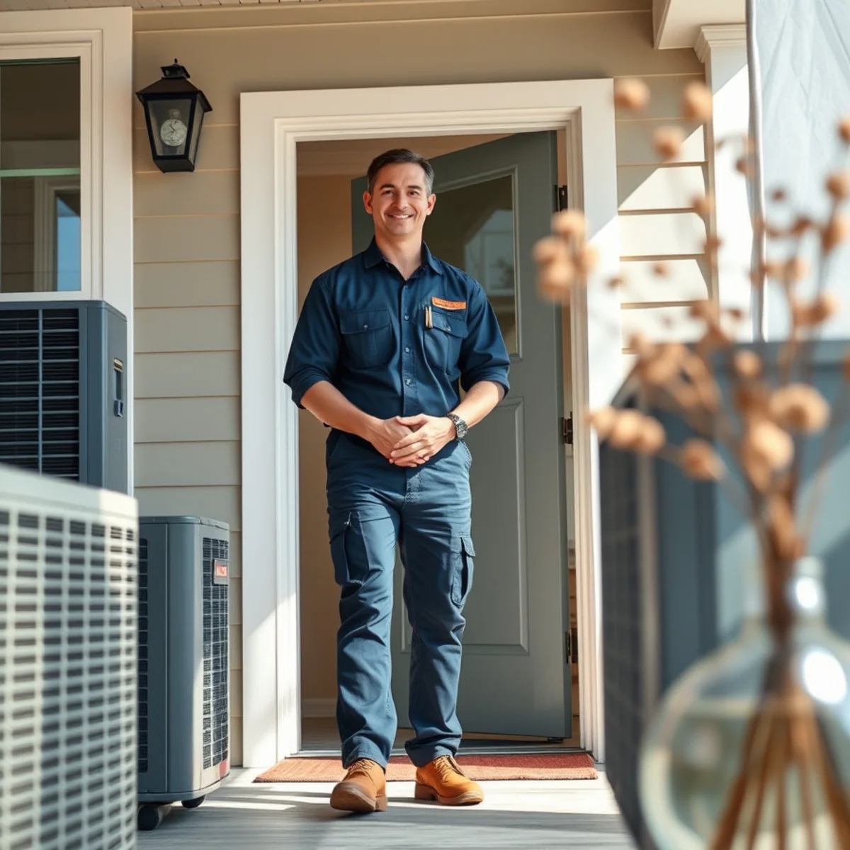 Flaming Ice Heating & Cooling technician at a home in Cary, NC