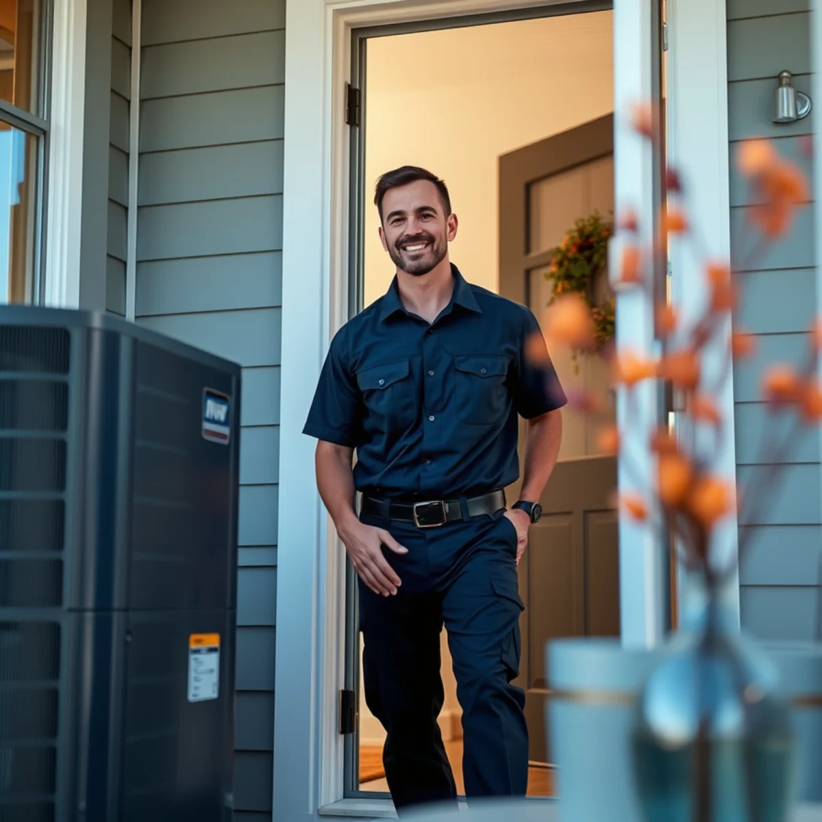 Flaming Ice Heating & Cooling technician at a home in Clayton, NC