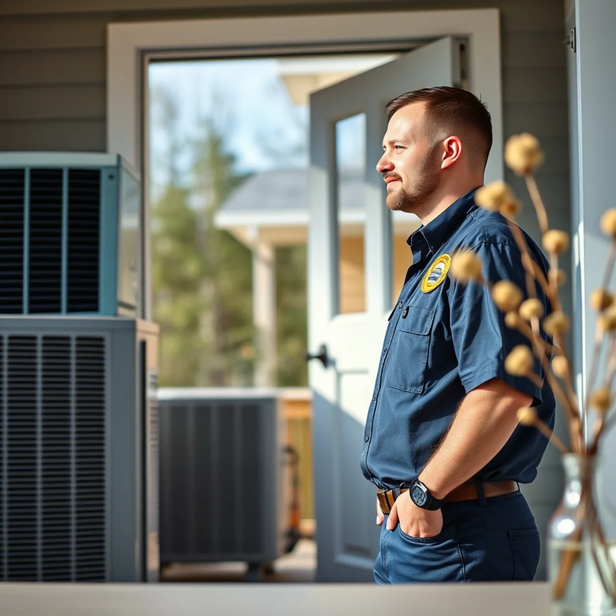 Flaming Ice Heating & Cooling technician at a home in Ellerbe, NC