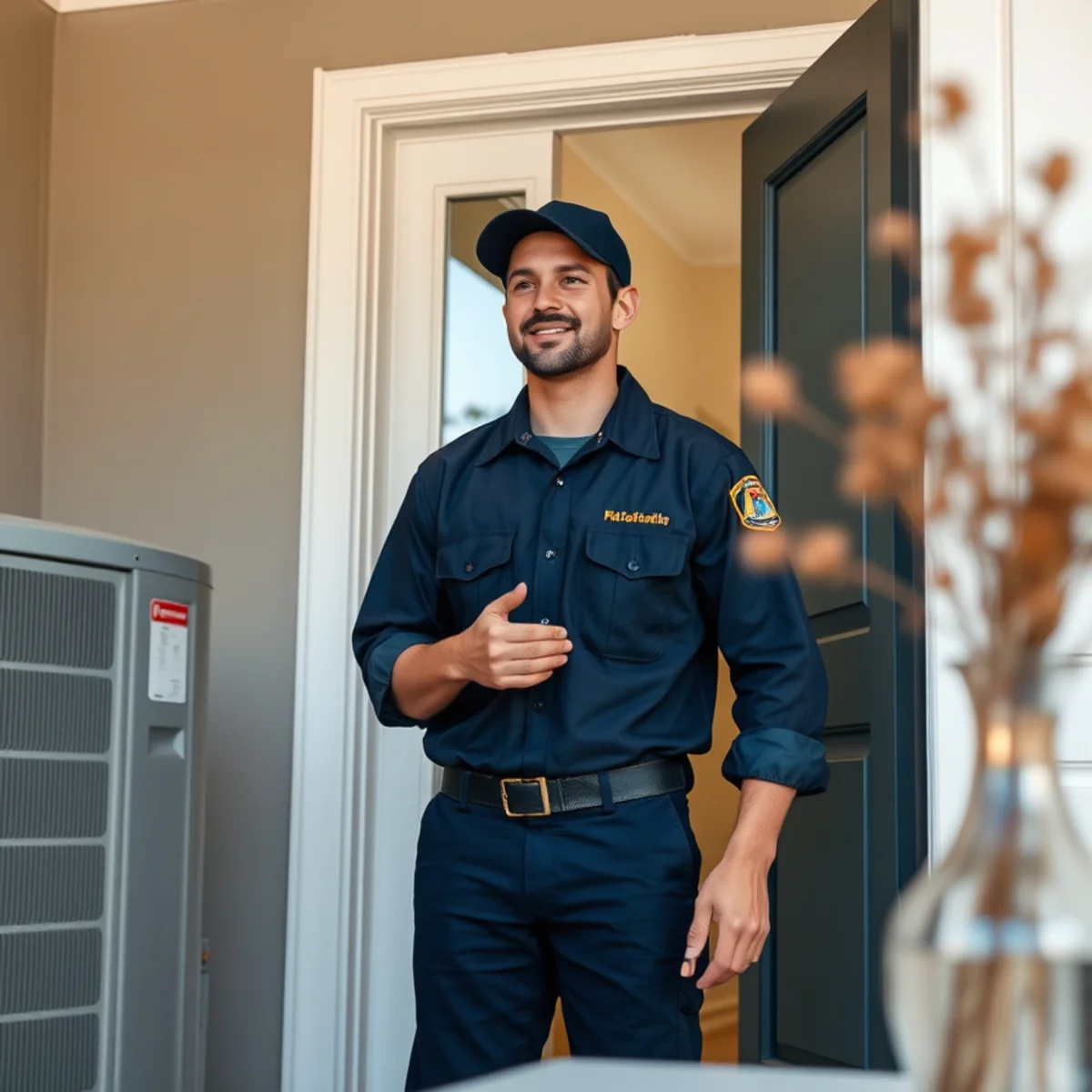 Flaming Ice Heating & Cooling technician at a home in Haw River, NC