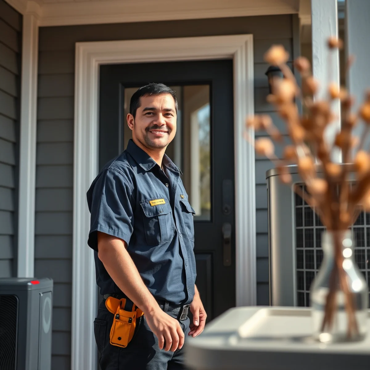 Flaming Ice Heating & Cooling technician at a home in Holly Springs, NC