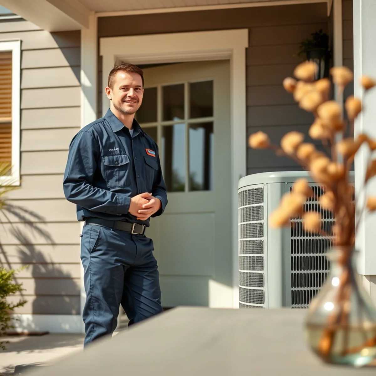 Flaming Ice Heating & Cooling technician at a home in Kure Beach, NC