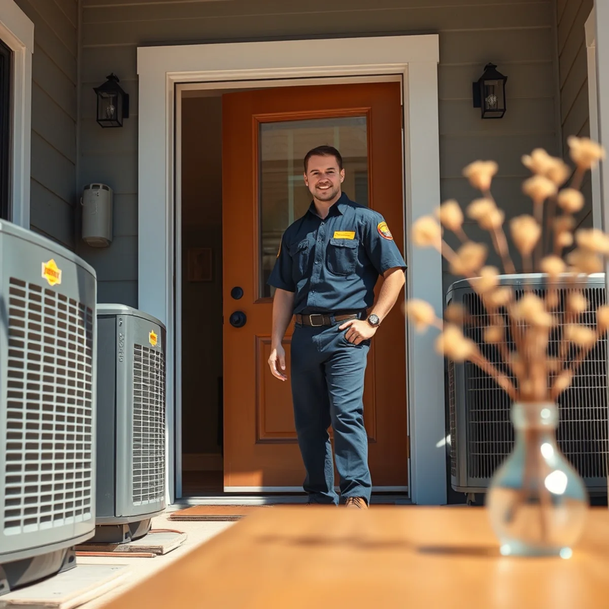 Flaming Ice Heating & Cooling technician at a home in Maggie Valley, NC