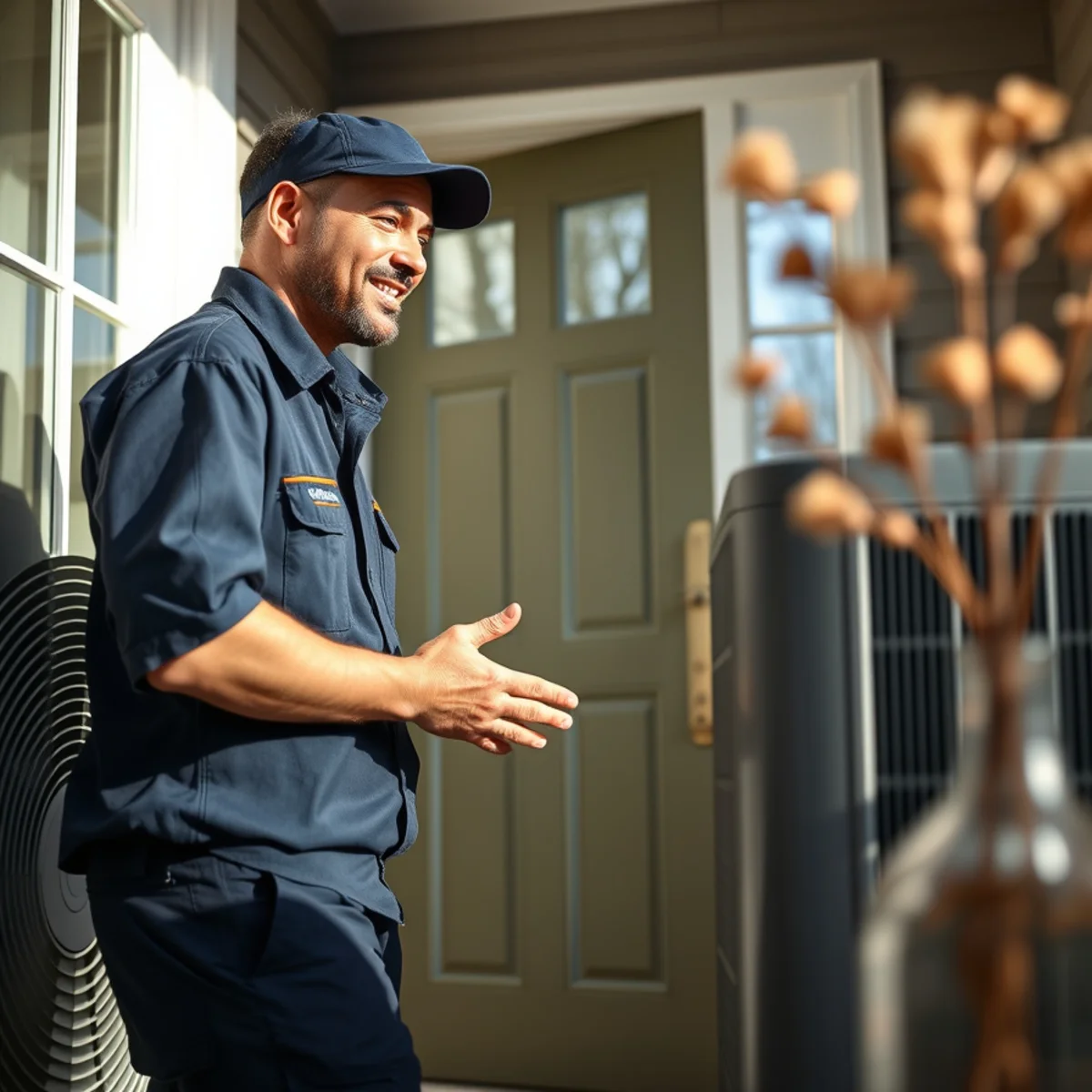 Flaming Ice Heating & Cooling technician at a home in Pilot Mountain, NC