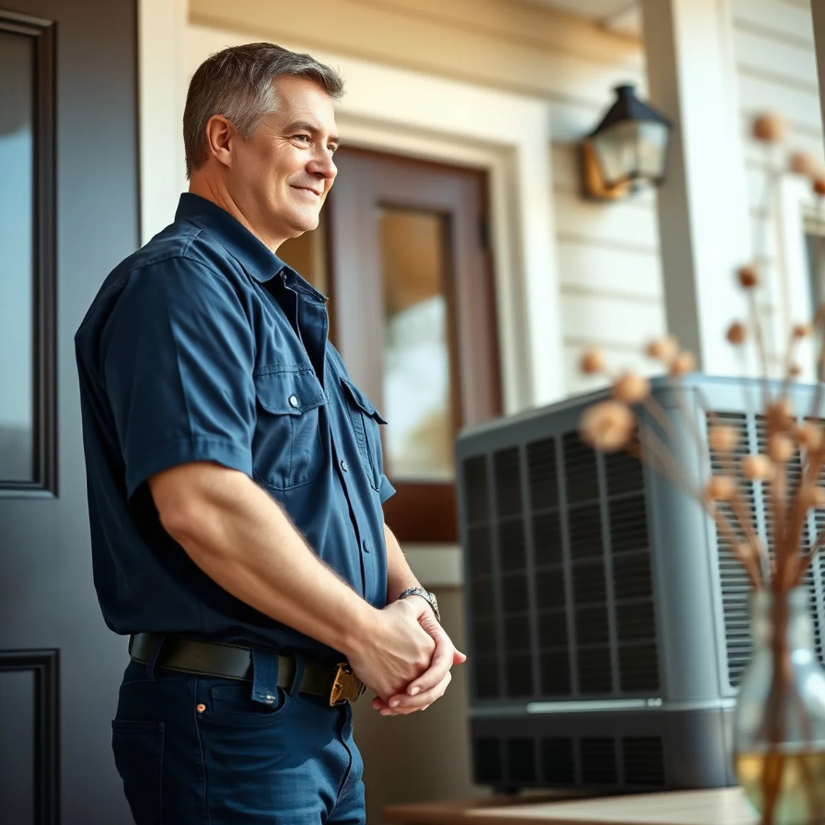 Flaming Ice Heating & Cooling technician at a home in Pinetops, NC