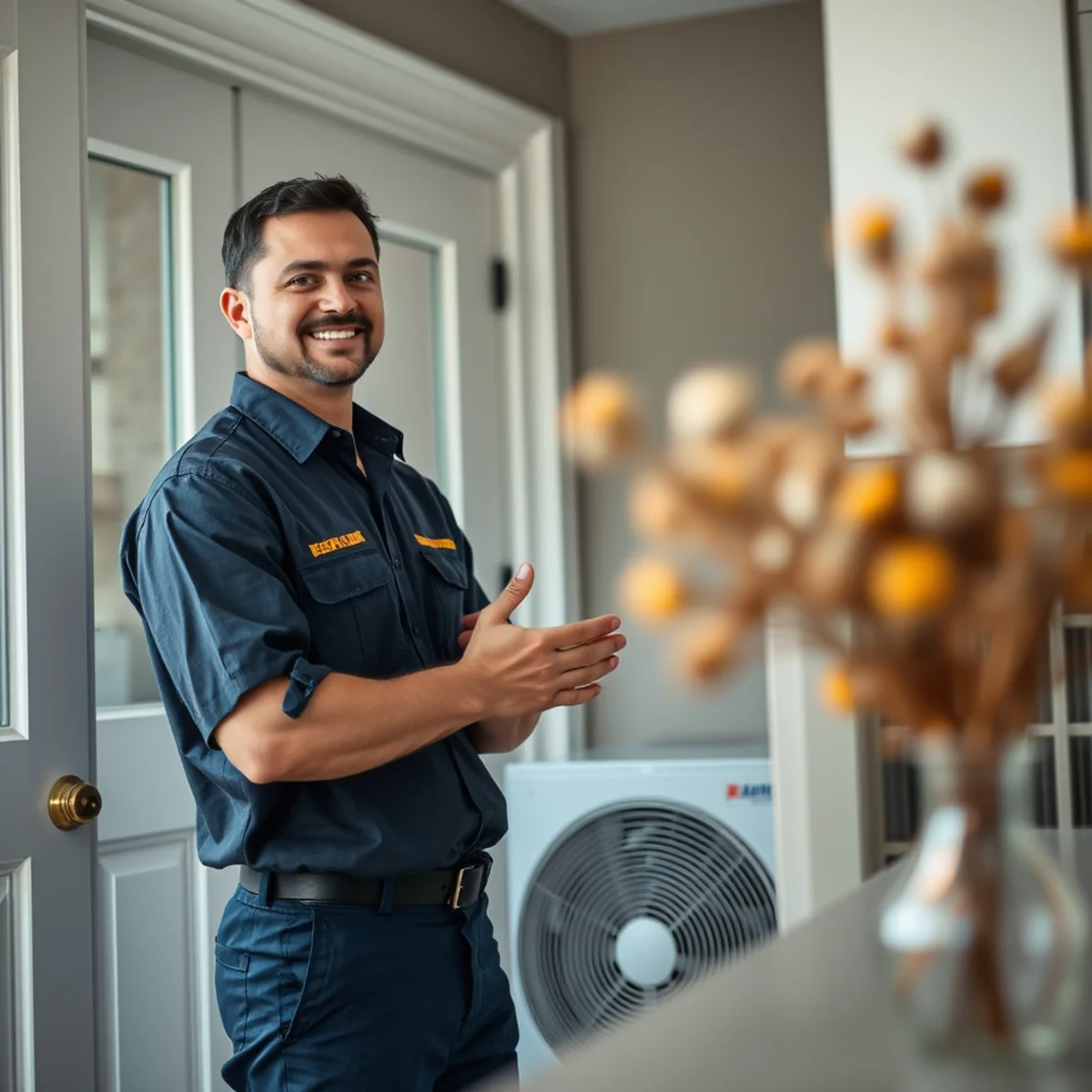 Flaming Ice Heating & Cooling technician at a home in Robbins, NC