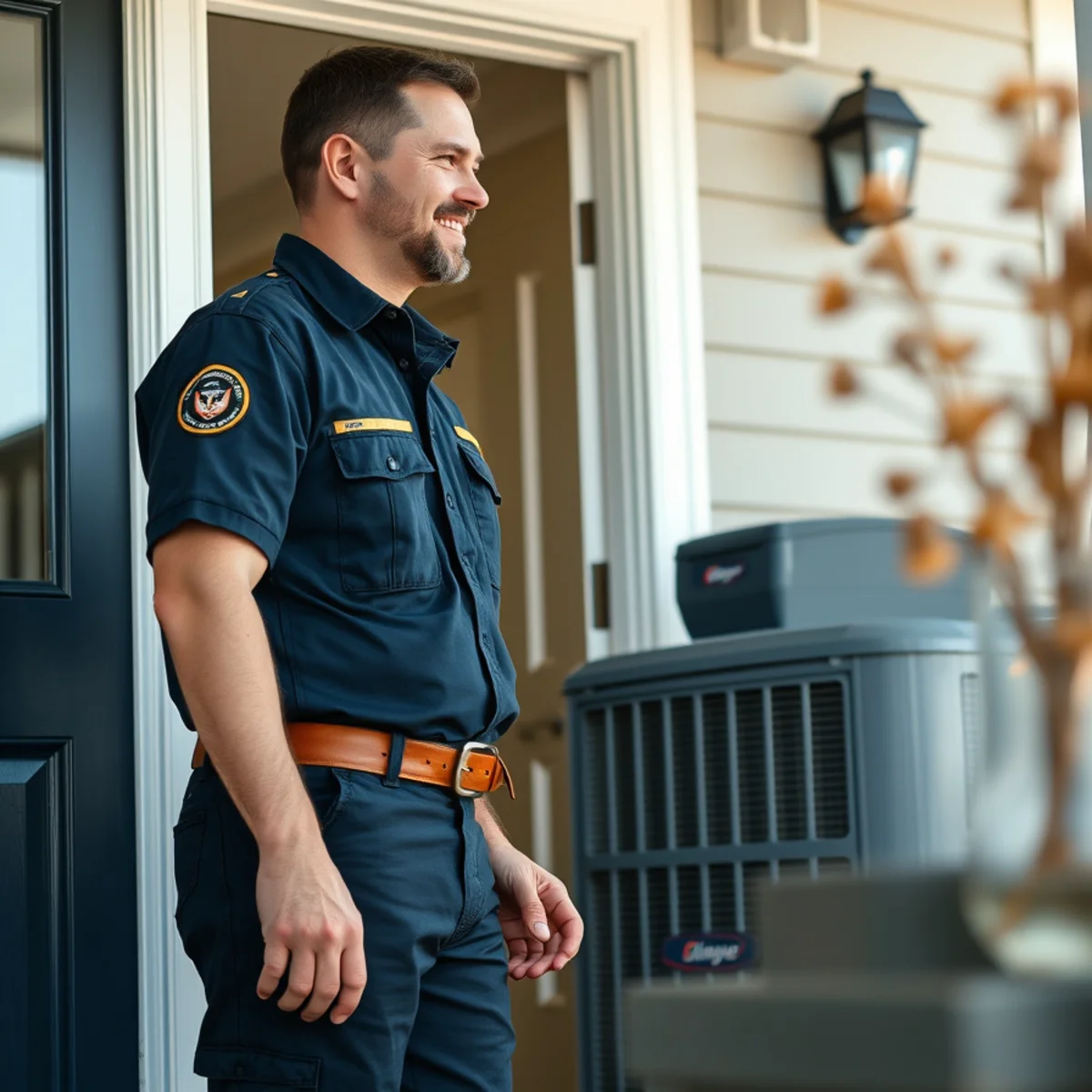 Flaming Ice Heating & Cooling technician at a home in Smithfield, NC