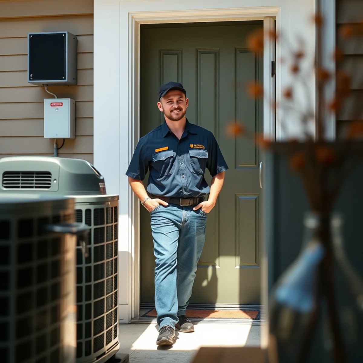 Flaming Ice Heating & Cooling technician at a home in Southport, NC