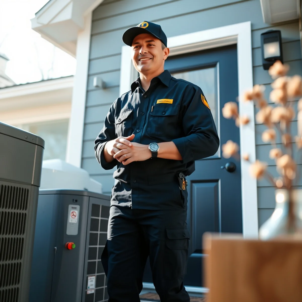 Flaming Ice Heating & Cooling technician at a home in Spring Lake, NC