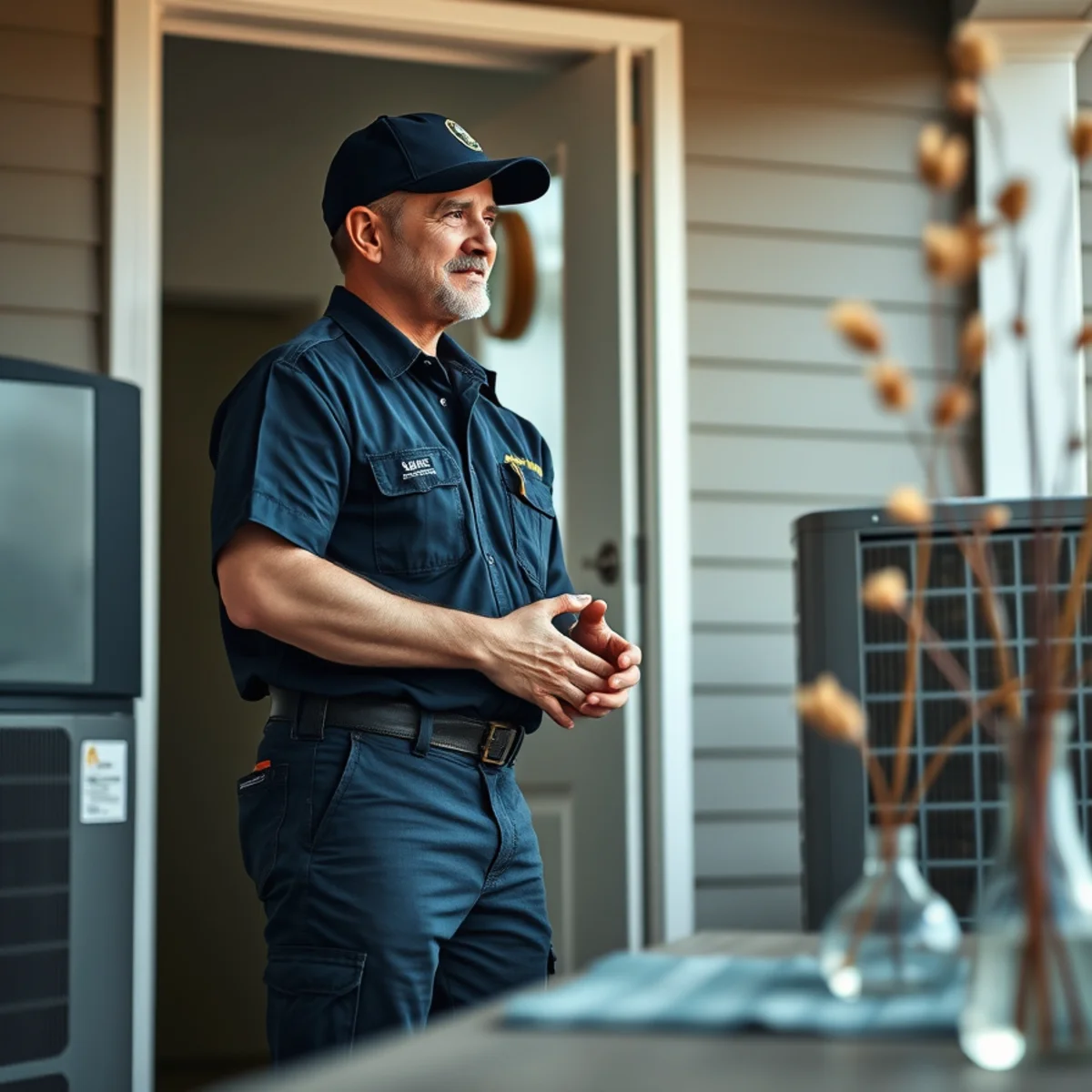 Flaming Ice Heating & Cooling technician at a home in St. Pauls, NC