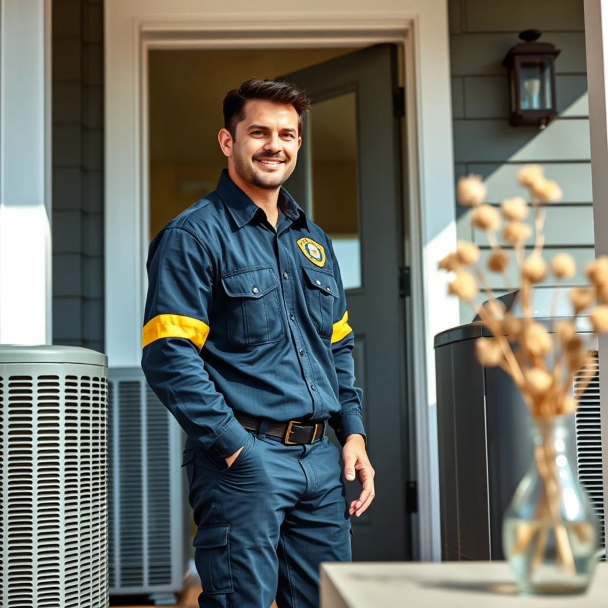 Flaming Ice Heating & Cooling technician at a home in Weaverville, NC
