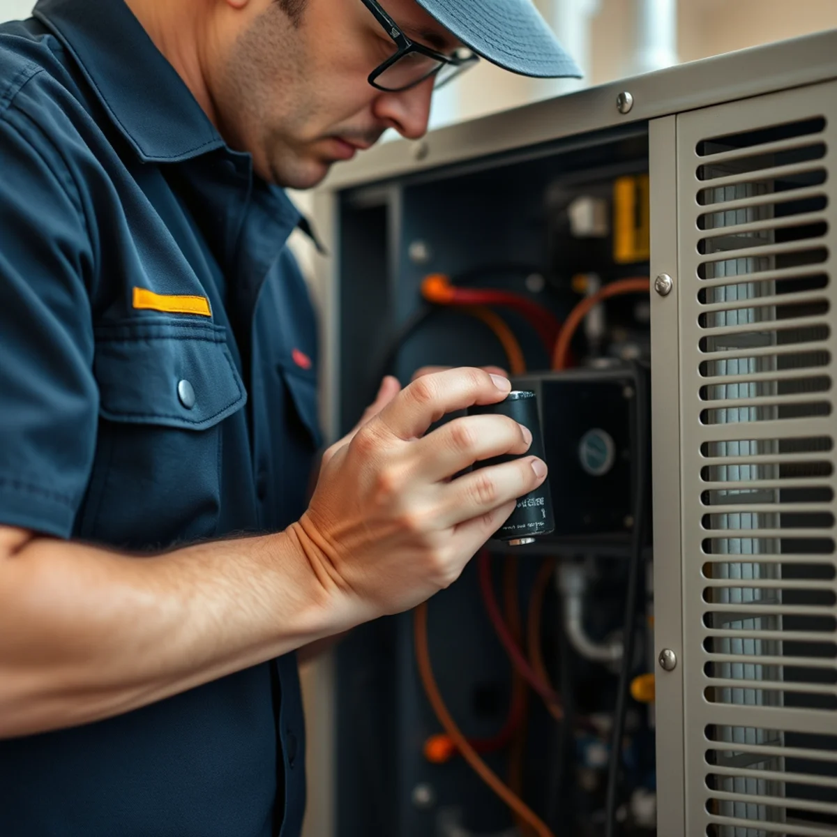 Flaming Ice Heating & Cooling performing capacitor & contactor replacement