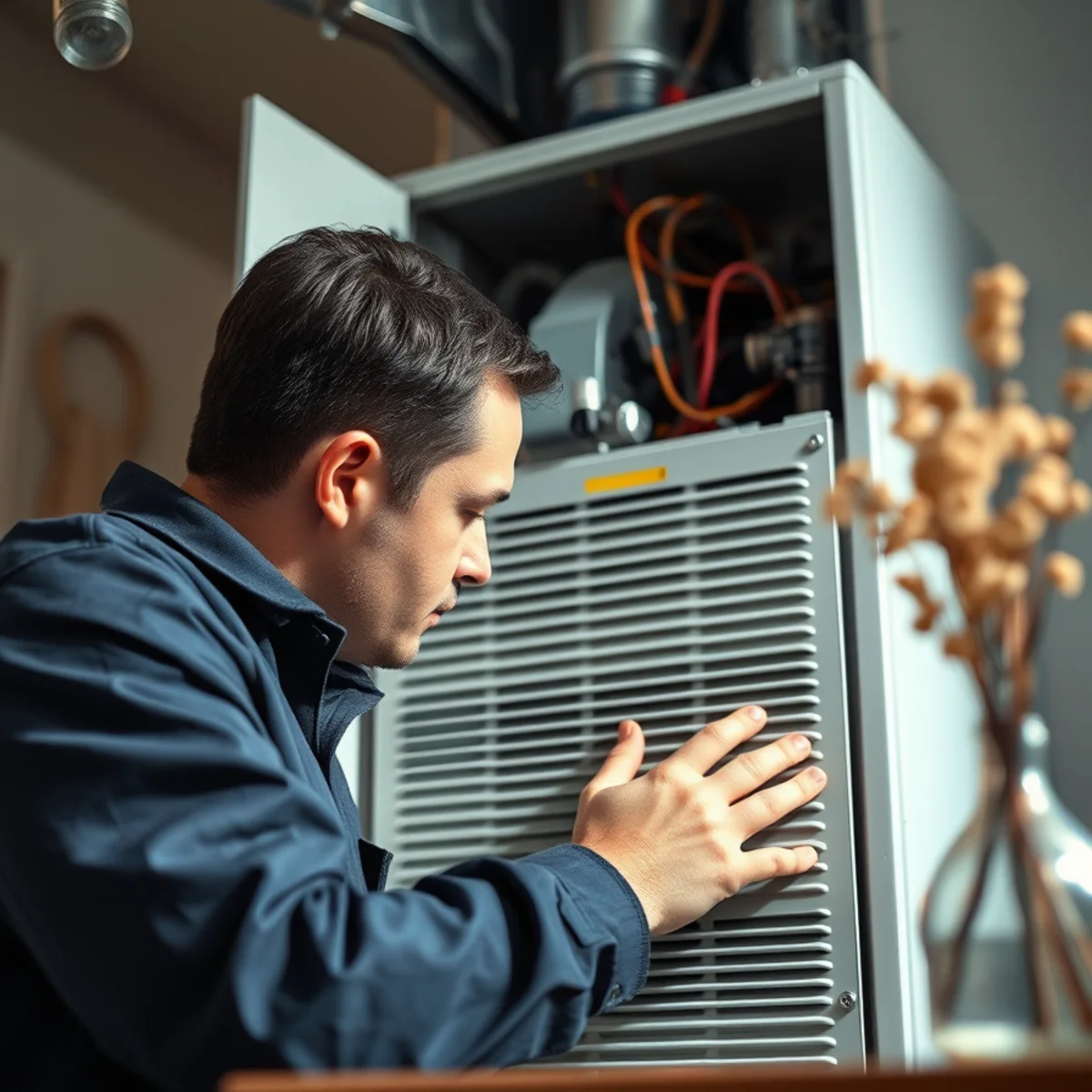 Flaming Ice Heating & Cooling completing furnace repair in North Carolina