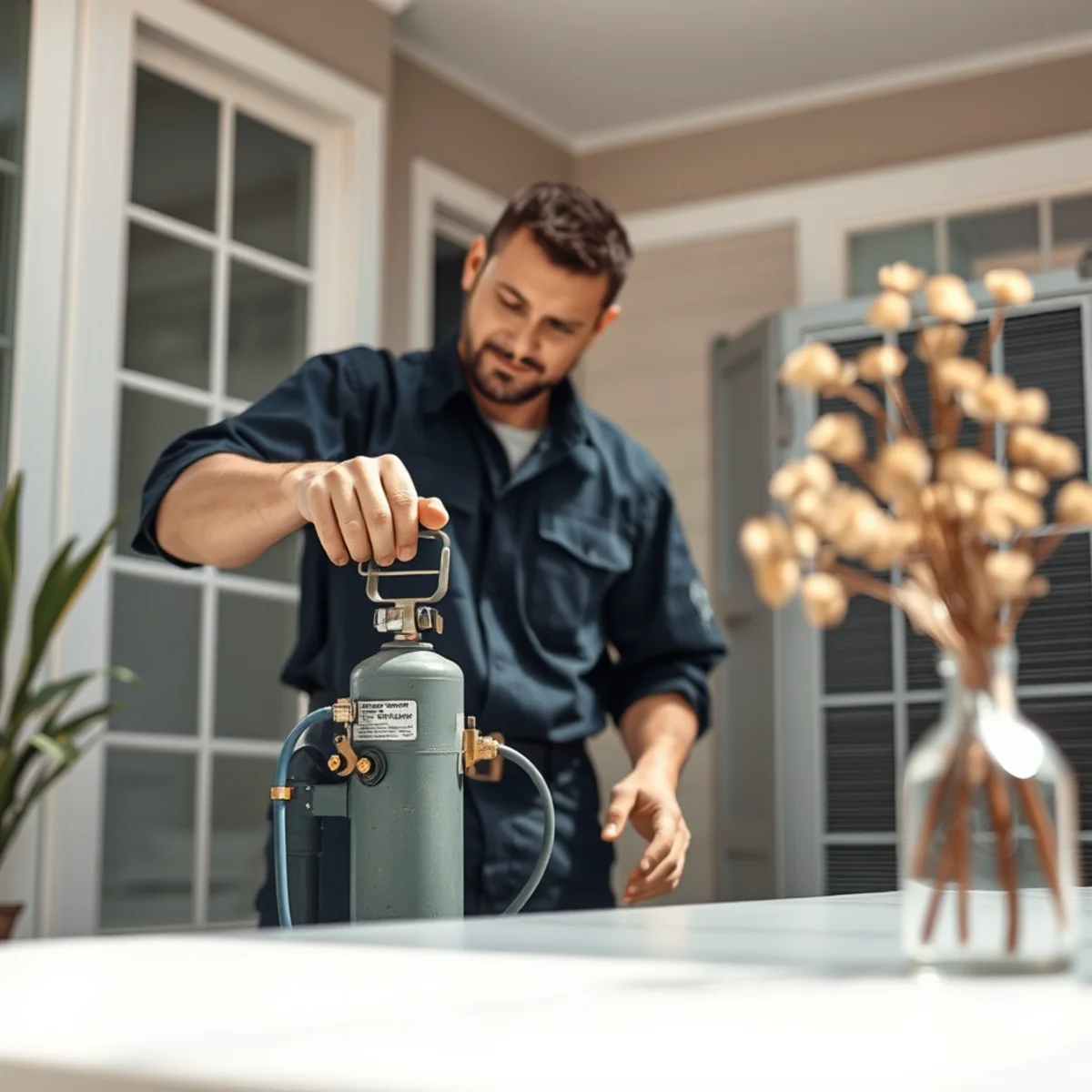 Flaming Ice Heating & Cooling completing refrigerant & freon service in North Carolina